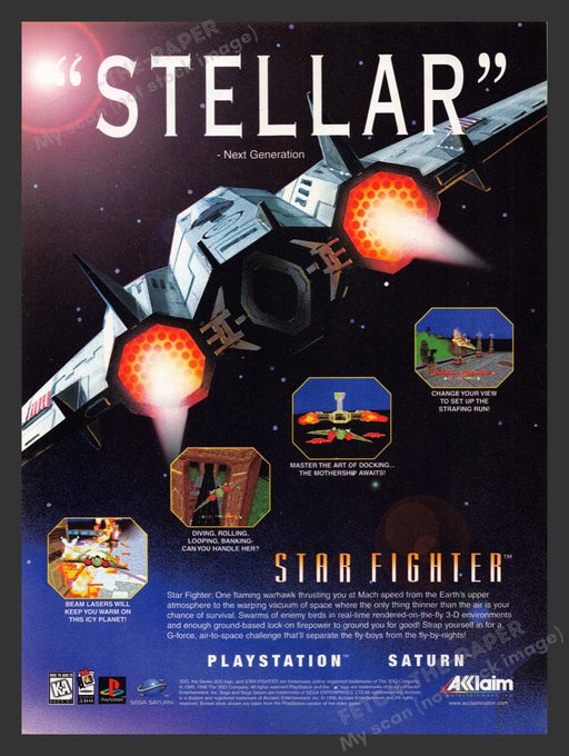 1996 Star Fighter "Stellar" Video Game Print Advertisement