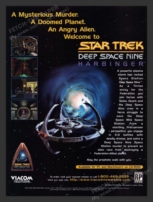 1996 Star Trek Deep Space Nine Harbinger Video Game Print Advertisement