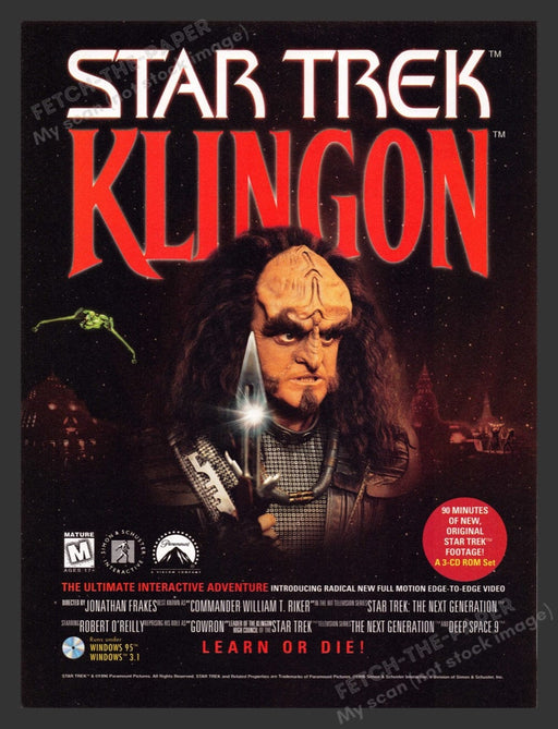 1996 Star Trek Klingon Video Game Print Advertisement