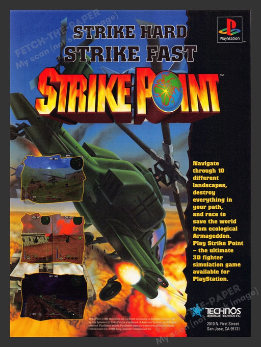 1996 Strike Point "Strike Hard Strike Fast" Video Game Print Advertisement