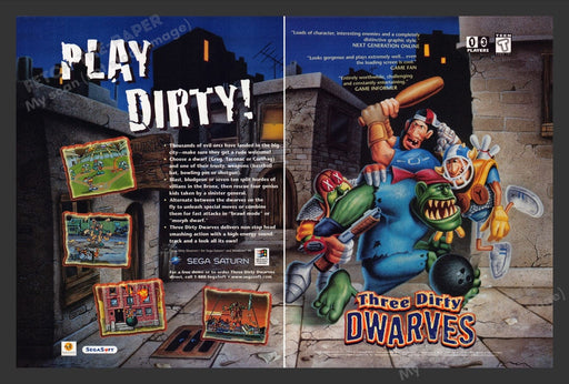 1996 Three Dirty Dwarves Video Game Print Advertisement (2 Pages)