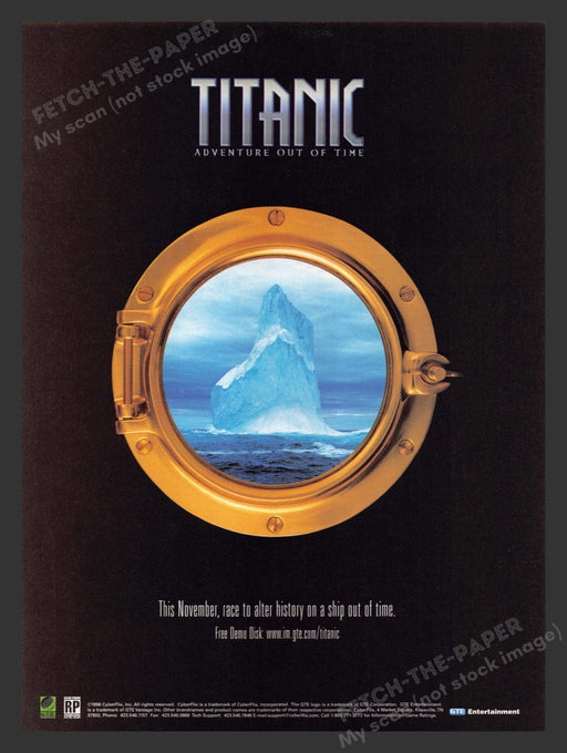 1996 Titanic Iceberg Through Porthole Video Game Print Advertisement