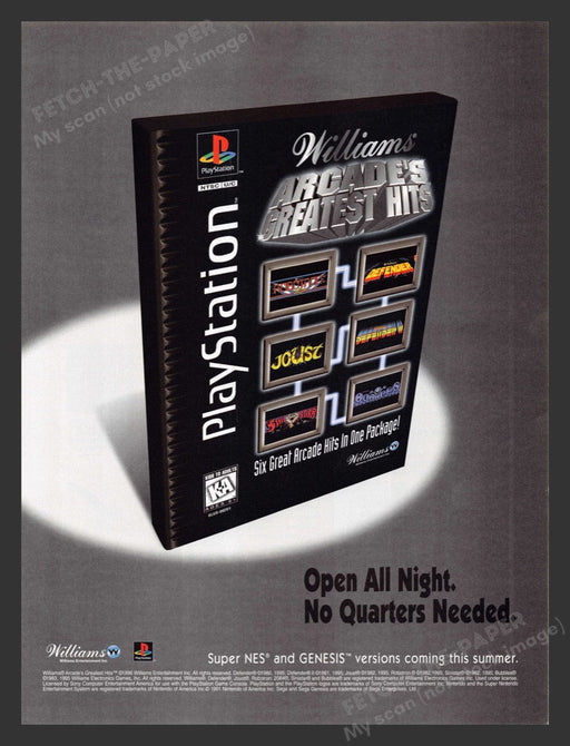 1996 Williams Arcade's Greatest Hits PS Video Game Print Advertisement