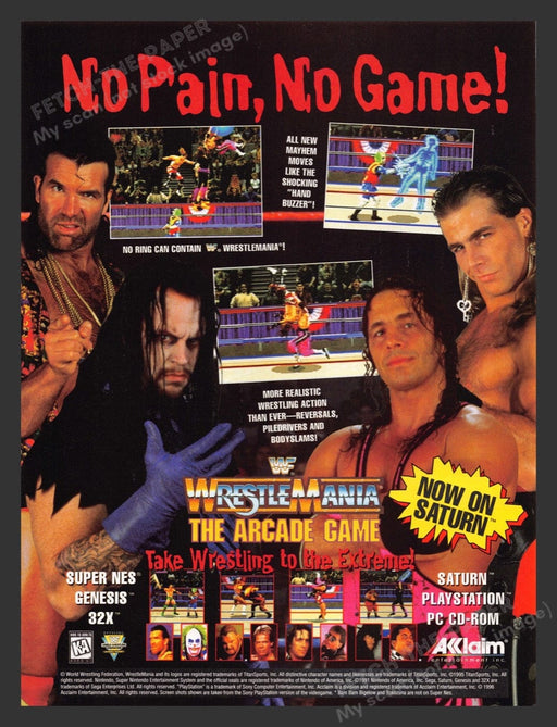 1996 WWF Wrestle Mania: The Arcade Game Video Game Print Advertisement