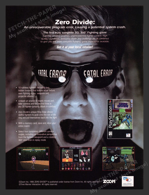 1996 Zero Divide Video Game Print Advertisement