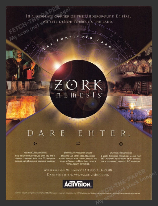 1996 Zork Nemesis "Dare Enter" Video Game Print Advertisement