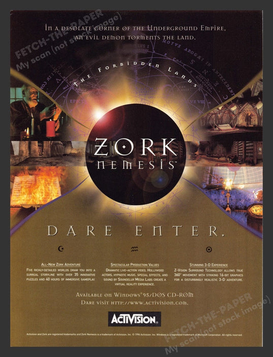 1996 Zork Nemesis "Dare Enter" Video Game Print Advertisement