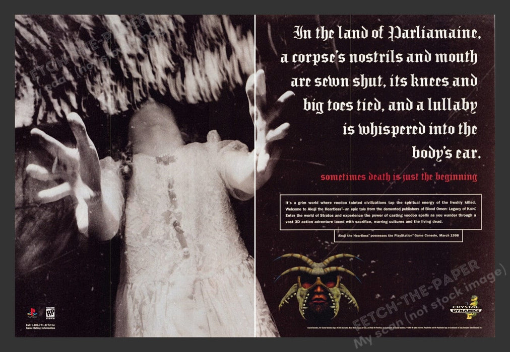 1997 Akuji the Heartless "Death" Video Game Print Advertisement (2 Pages)