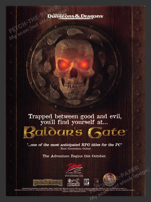 1997 Baldur's Gate Skull Red Eyes Video Game Print Advertisement
