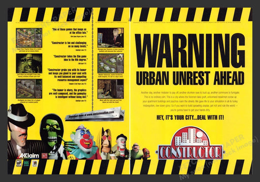 1997 Constructor Video Game Print Advertisement (2 Pages)