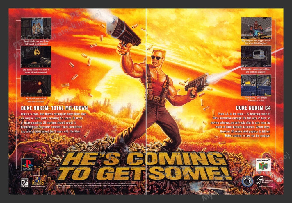 1997 Duke Nukem 64 "Coming to get some" Video Game Print Advertisement (2 Pages)