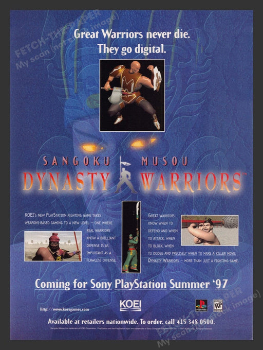 1997 Dynasty Warriors Sangoku Musou Video Game Print Advertisement