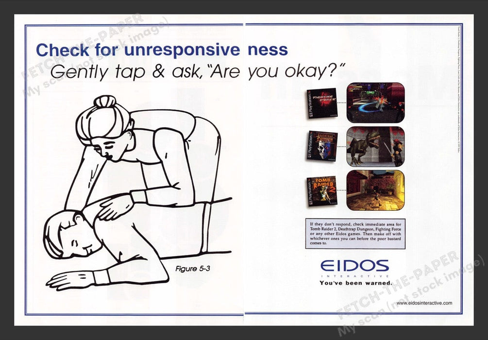 1997 Eidos "Check for Unresponsiveness" Video Game Print Advertisement (2 Pages)