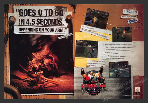 1997 Fighting Force "0-60 in 4.5 Sec" Video Game Print Advertisement (2 Pages)