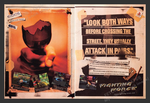 1997 Fighting Force Broken Bottle Print Advertisement (2 Pages)