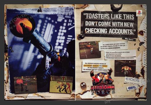 1997 Fighting Force Toasters Video Game Print Advertisement (2 Pgs)