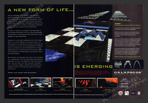 1997 Galapagos: Mendel's Escape Video Game Print Advertisement (2 Pages)