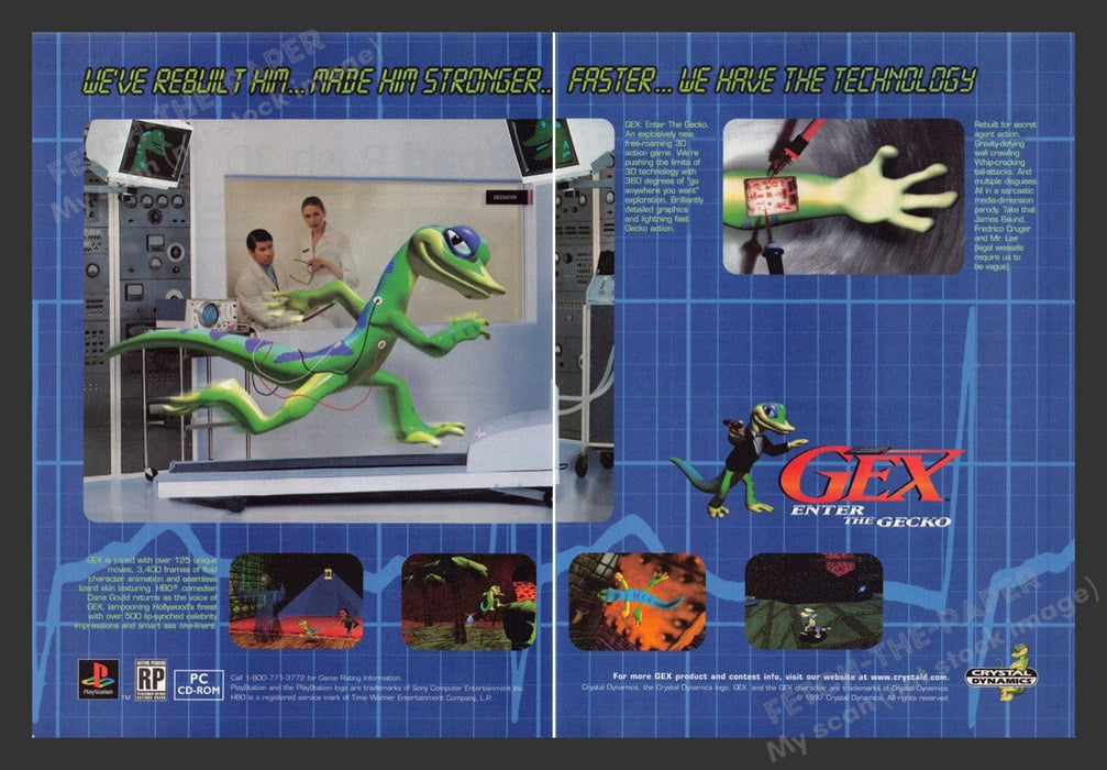 1997 Gex: Enter the Gecko Video Game Print Advertisement (2 Pages)