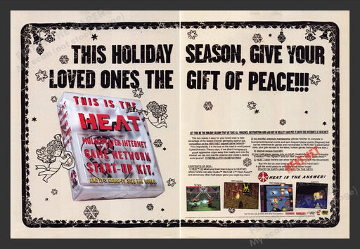 1997 Heat.net Holiday Season Gift of Peace Video Game Print Advertisement (2pgs)