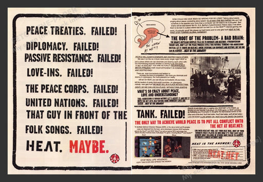 1997 Heat.net World Peace Video Game Print Advertisement (2 Pages)