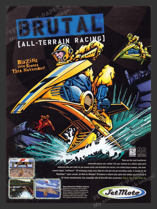 1997 Jet Moto All-terrain Racing Brutal Video Game Print Advertisement