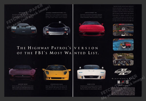 1997 Need for Speed II FBI Most Wanted Video Game Print Advertisement (2 Pages)