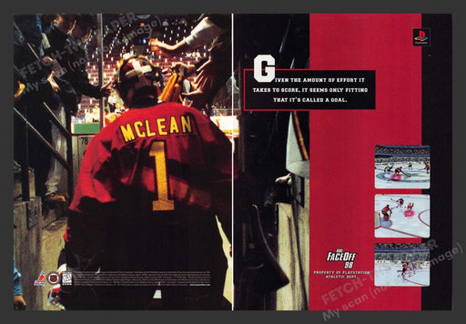 1997 NHL Face Off '98 McClean Goalie Video Game Print Advertisement (2 Pages)