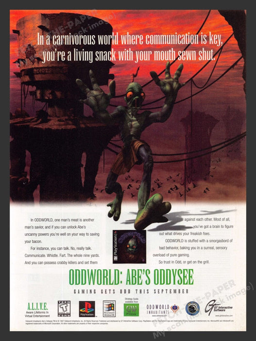 1997 Oddworld: Abe's Oddysee Living Snack Video Game Print Advertisement