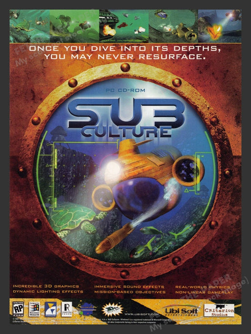 1997 Sub Culture Submarine Window Video Game Print Advertisement