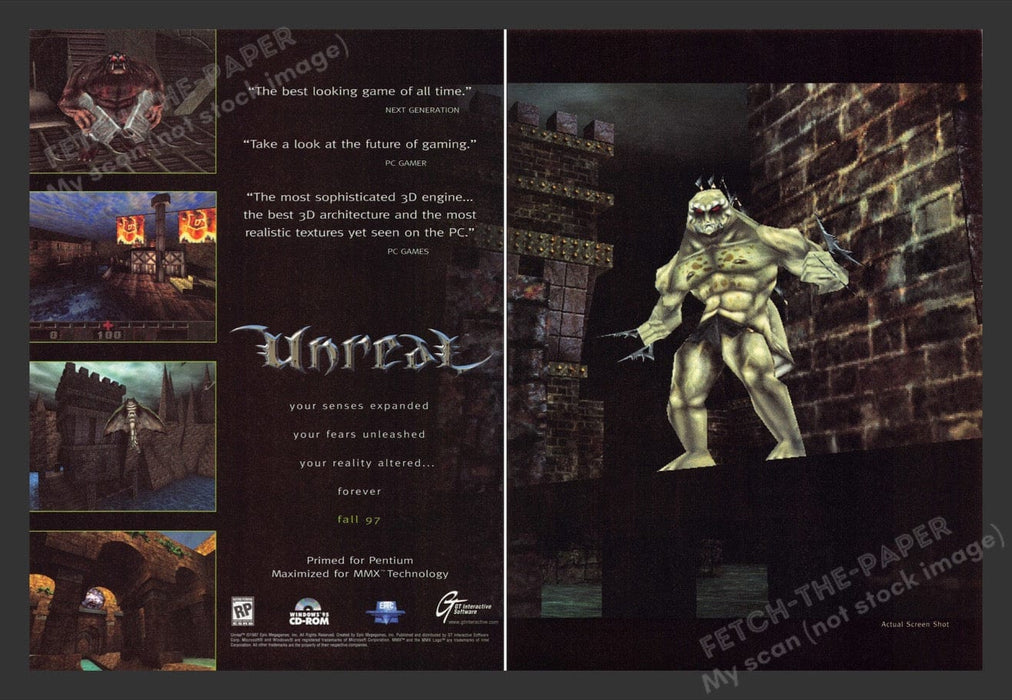 1997 Unreal Video Game Print Advertisement (2 Pages)