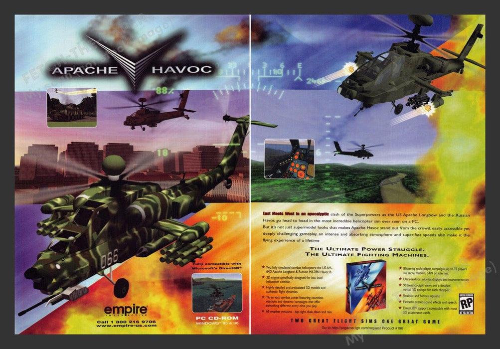 1998 Apache Havoc Video Game Print Advertisement (2pgs) Fetch the Paper!