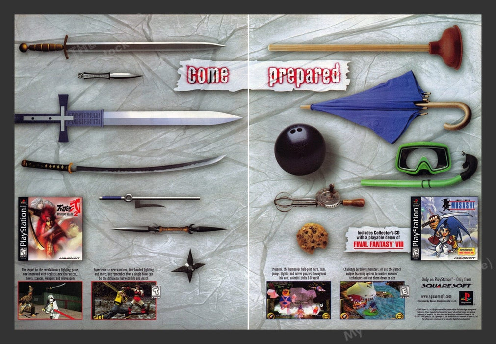 1998 Bushido Blade 2 & Musashi Video Game Print Advertisement (2 Pages)