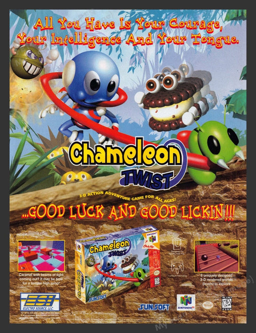 1998 Chameleon Twist Video Game Print Advertisement