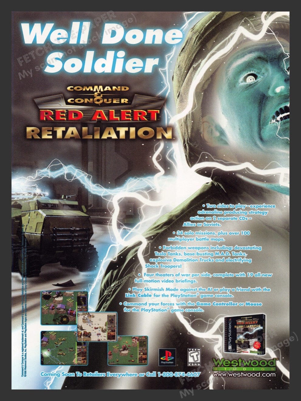 1998 Command & Conquer: Red Alert Retaliation Video Game Print Adverti ...