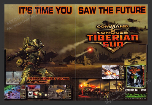 1998 Command & Conquer: Tiberian Sun Video Game Print Advertisement (2 Pages)