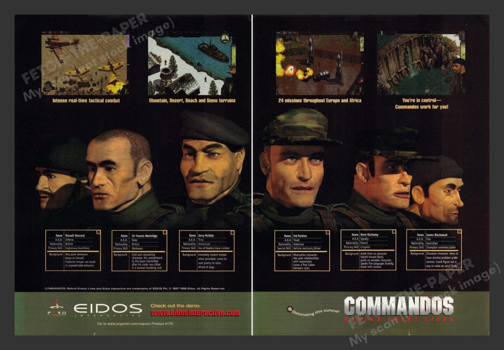 1998 Commandos: Behind Enemy Lines Video Game Print Advertisement (2 Pages)
