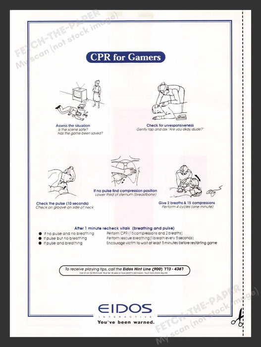 1998 CPR for Gamers EIDOS Video Game Print Advertisement
