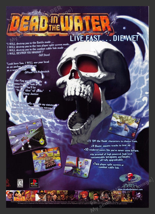 1998 Dead in the Water Skull Print Advertisement Ad Fetch the Paper!