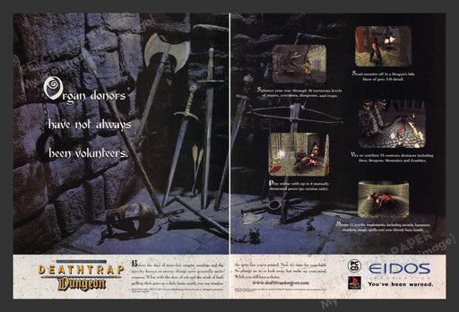 1998 Deathtrap Dungeon Video Game Print Advertisement (2 Pages)