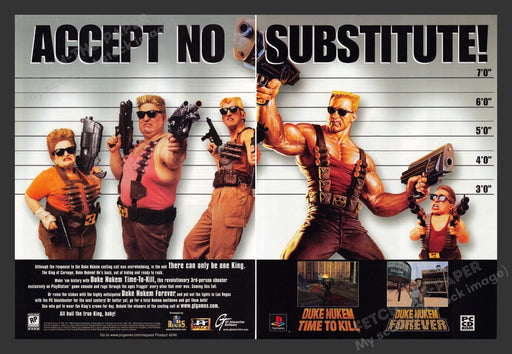 1998 Duke Nukem Time to Kill Video Game Print Advertisement (2 Pages)