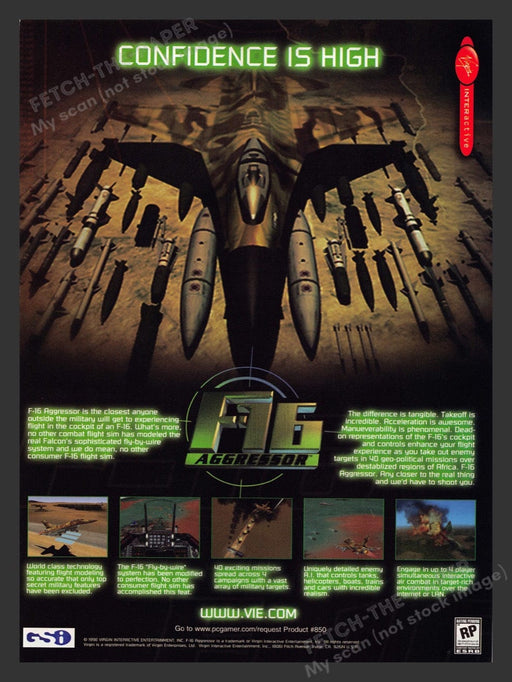 1998 F-16 Aggressor Video Game Print Ad Fetch the Paper!