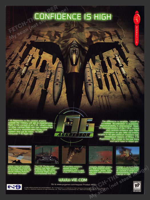 1998 F-16 Aggressor Video Game Print Ad Fetch the Paper!
