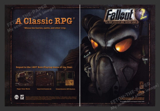 1998 Fallout 2 Classic RPG Video Game Print Advertisement (2 Pages)