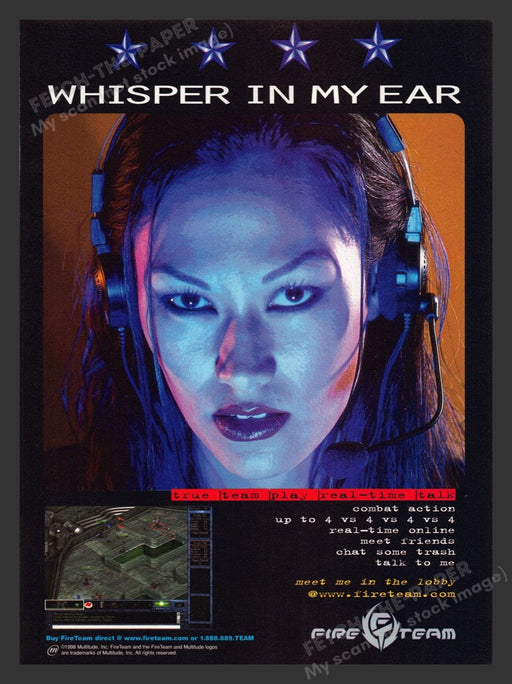 1998 Fire Team Direct "Whisper in my ear" Video Game Print Advertisement