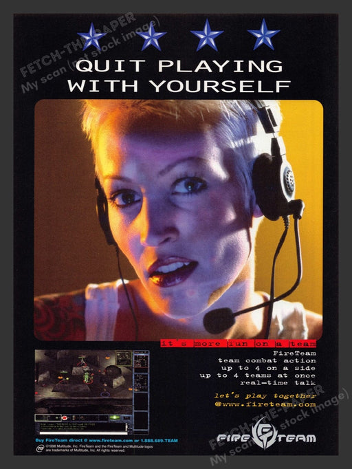 1998 Fire Team "Quit Playing With Yourself" Video Game Print Advertisement