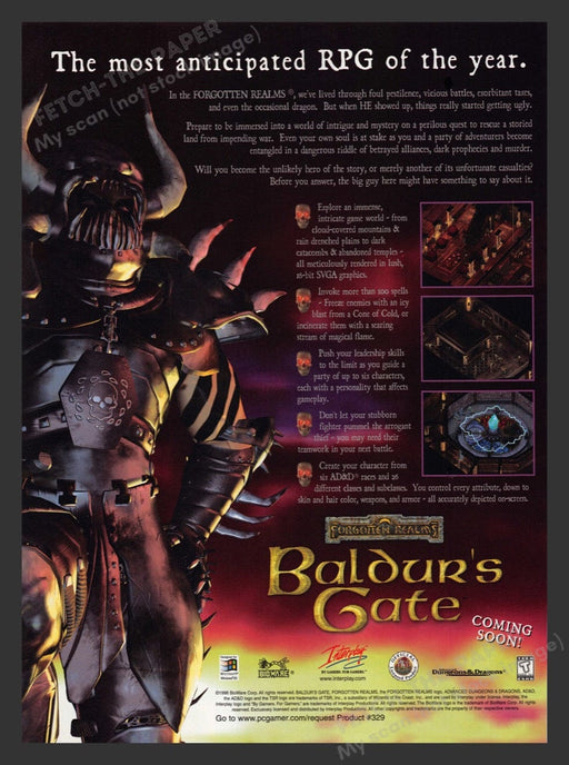 1998 Forgotten Realms Baldur's Gate Coming Soon Video Game Print Advertisement