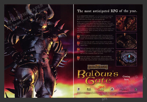 1998 Forgotten Realms Baldur's Gate Video Game Print Advertisement (2 Pages)
