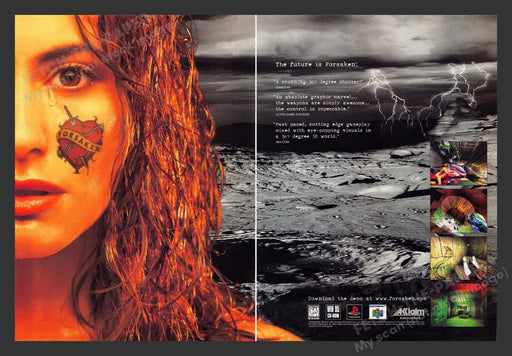 1998 Forsaken Sexy GIrl Video Game Print Advertisement (2 Pages)