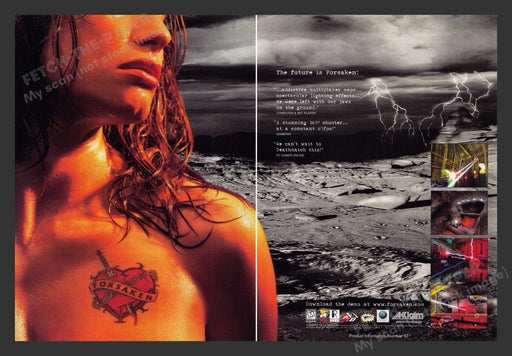 1998 Forsaken Sexy Nude Girl on Planet Video Game Print Advertisement (2 pgs) Fetch the Paper!