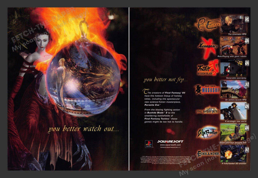1998 From the Creators of Final Fantasy Video Game Print Advertisement (2 Pages)